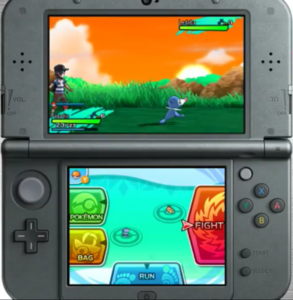 A screenshot featuring the new battle menu in Sun and Moon.